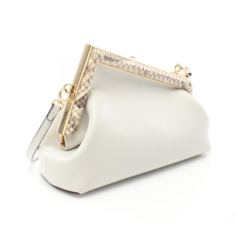 Fendi First Small Shoulder Bag Python Leather Whi… - image 2